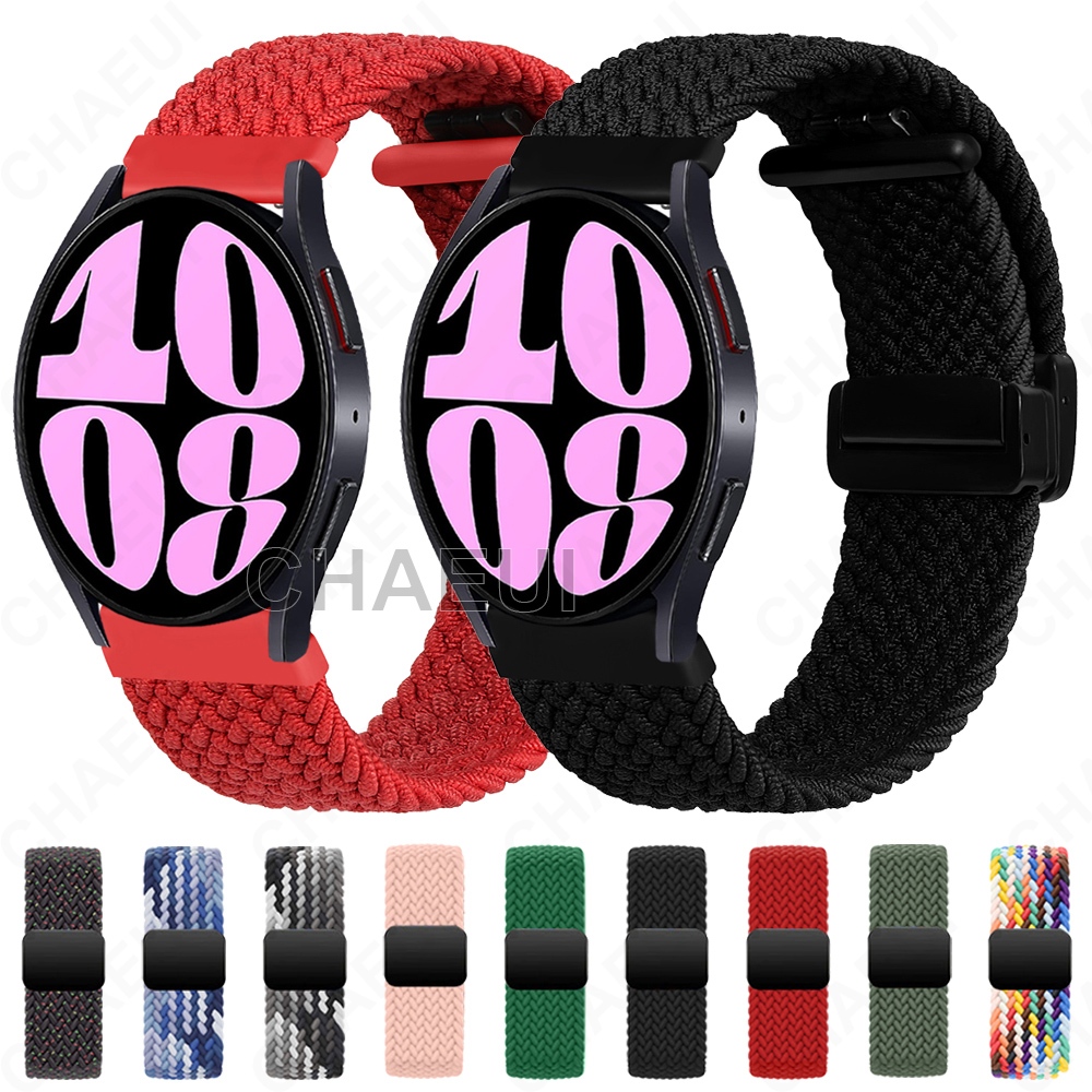 ทอสายไนล่อนหัวเข็มขัดแม่เหล็กสายนาฬิกาข้อมืออุปกรณ์เสริมสําหรับ Galaxy Watch 7 FE 6 5 Pro 4 45mm 44mm 40mm Classic 47mm 43mm 46mm 42mm