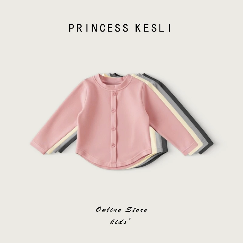 Princess Kesli ผ้านิ่ม เสื้อยืดสไตล์เกาหลี ลำลองสบายๆ แขนยาว 2-12 ปี
