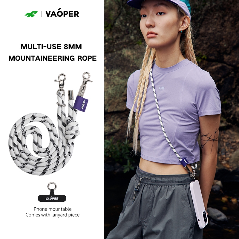 สายคล้องคอนีโอเนติ้วสำหรับโทรศัพท์ ขนาด 8 มม., ปรับความยาวได้ เหมาะสำหรับการเดินป่าและใช้งานกลางแจ้ง | A043