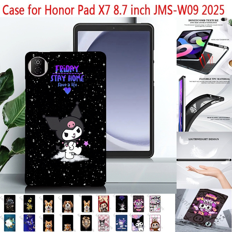 สําหรับ Honor Pad X7 JMS-W09 2025 8.7 นิ้วแฟชั่น Kuromi รูปแบบกรณีแท็บเล็ต HONOR แท็บเล็ต Pad X7 PadX7 8.7 นิ้ว Ultra กันกระแทก TPU มุมป้องกันปกหลัง