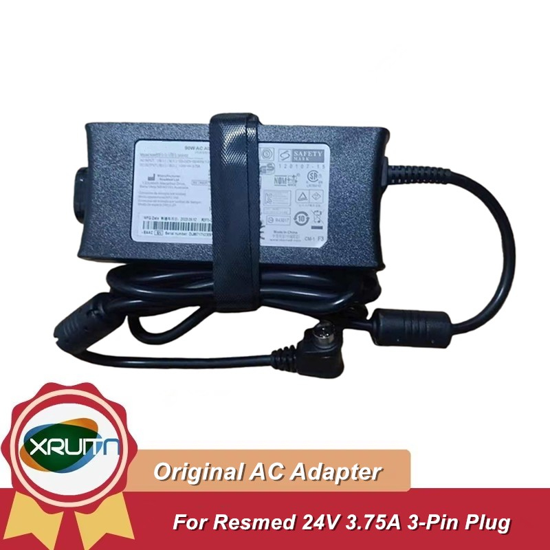ResMed 3-Pin 24V 3.75A IP21 ของแท้ 369102 90W AC Adapter Power Charger สําหรับ RESMED CPAP BiPAP VPA
