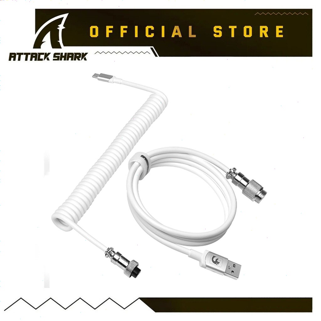 ATTACK SHARK x MAMBASNAKE C01 Coiled Cable Coiled USB C Cable,Pro Custom Double-Sleeved, Type-C to USB-A, วัสดุ TPU