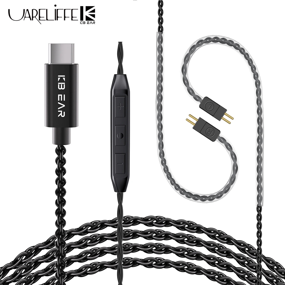 Uareliffe KBEAR CX01 Type-C เอียร์บัดเปลี่ยนสาย 0.78 มม./QDC Connector HiFi Sound Audio สายไฟ 2 M คว