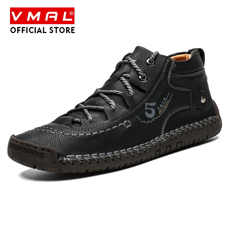 VMAL 38-48 รองเท้าลําลองแฟชั่นสําหรับผู้ชายกลางต่ํากันลื่นทนต่อการสึกหรอระบายอากาศรองเท้าสไตล์อังกฤษ
