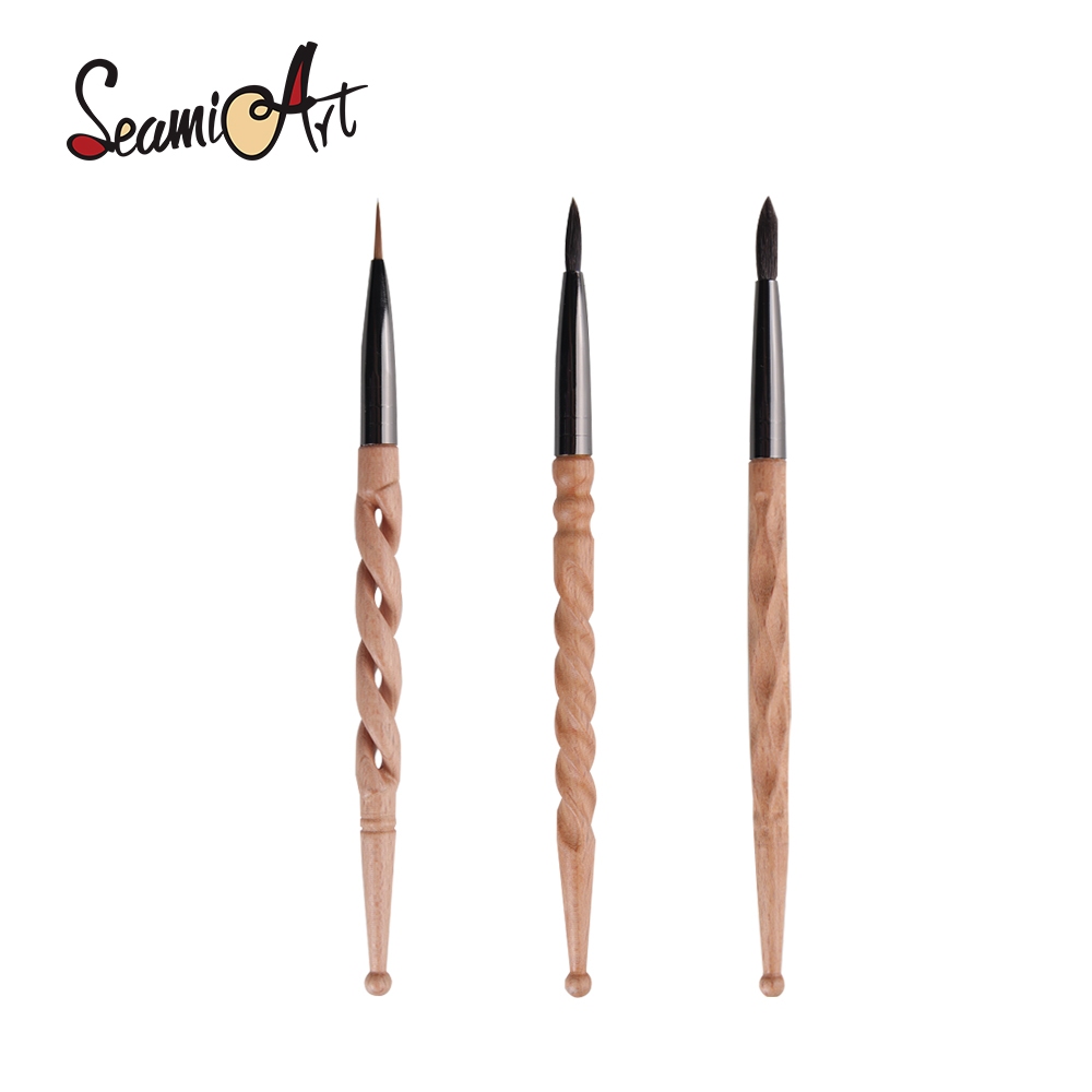 SeamiArt 1 ชิ้นไม้แกะสลักกระรอก Sable Artist แปรงทาสีสําหรับสีน้ําวาด Hallowmas ของขวัญ