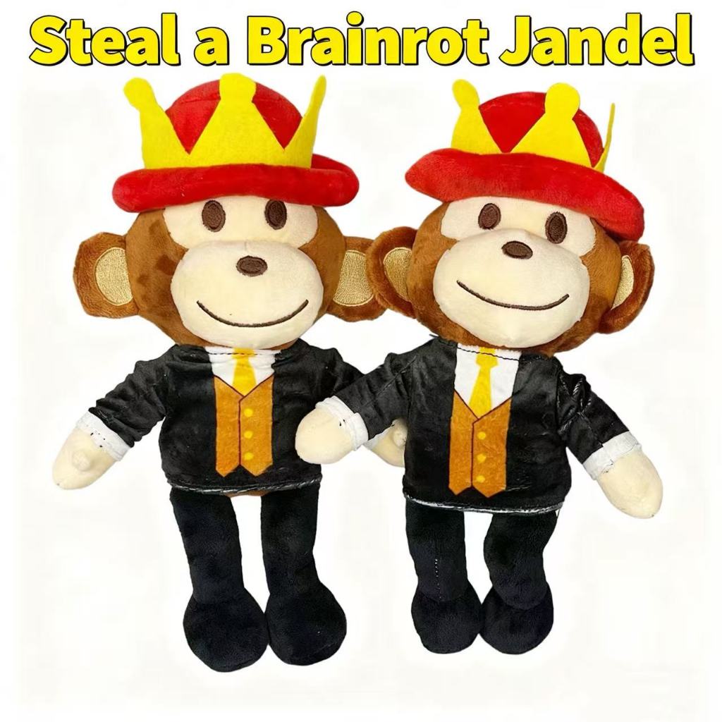 "Stealth a Brainrot Jandel" Magic Jandel Plush Doll-ตุ๊กตาลิงดําในหมวกแดง