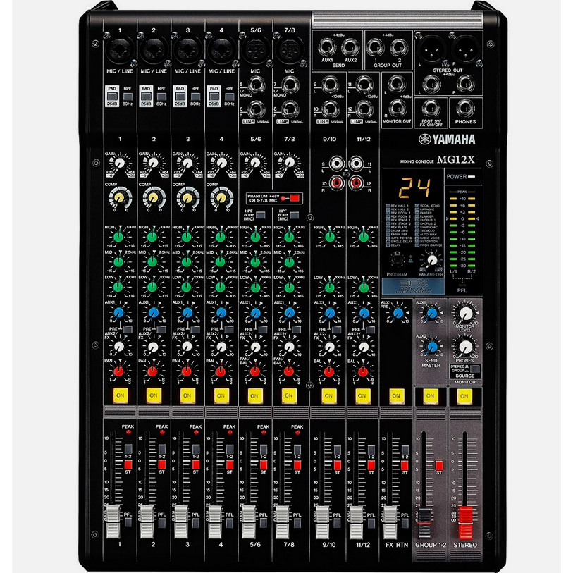 Yamaha MG12X CV 12-Input 4-Bus Mixer พร้อมเอฟเฟกต์คอนโซลผสม 12 ช่อง