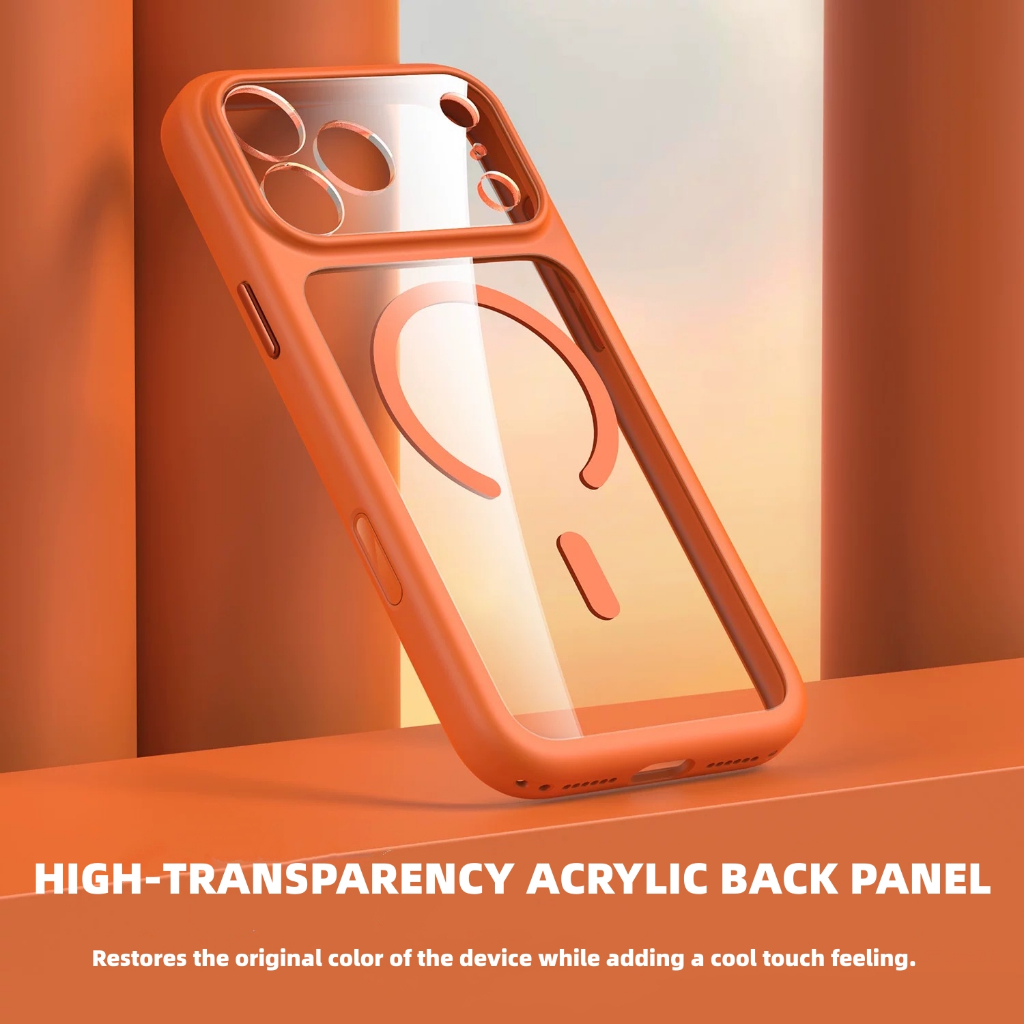 【Transparent acrylic hard case/Orange】เคส compatible for iPhone 17 Pro Max Air case