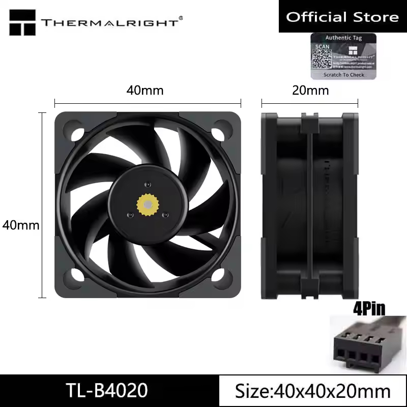 Thermalright TL-B4020W 40mm Cpu Fan MINI PC Fan Performance Fan 5000RPM Cpu Fan Dual Ball Bearing