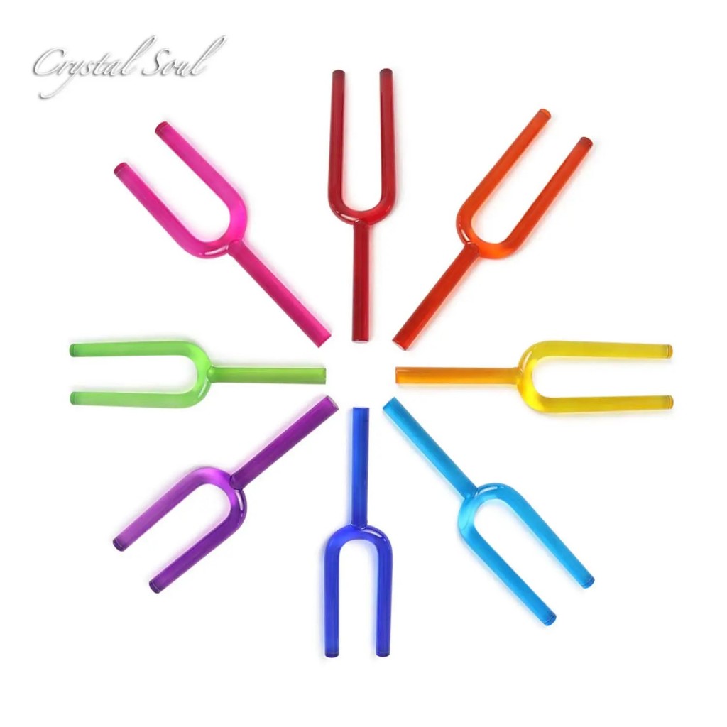 Crystal Soul Crystal Tuning Fork Set 432Hz Seven-Color 10-20mm with Accessories ใช้สำหรับโยคะการนั่ง