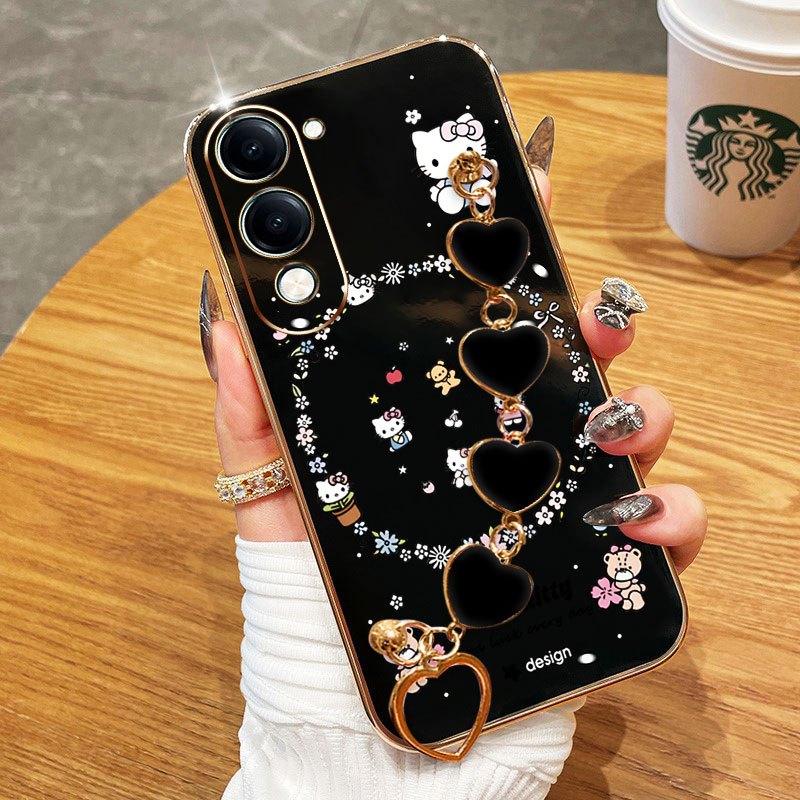YBDเคสโทรศัพท์สําหรับVivo Y19S Y29 T4X Y04 4G Y29S 5G Y19E Y76 Y76S 4Gใหม่สร้างสรรค์ดอกไม้KTหมีพรีเม