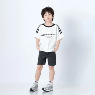 B&R Kids【เสื้อยืดเด็กผู้ชาย】จัดส่งจากไทย เสื้อคอกลมสไตล์เกาหลี เสื้อเด็กใส่สบาย แขนสั้น หลวม เท่ นุ่มสบาย
