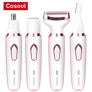 Cosoul เครื่องกําจัดขนไฟฟ้า 4-in-1 โกนขนจมูก/คิ้ว/รักแร้/ขา ชาร์จในตัว