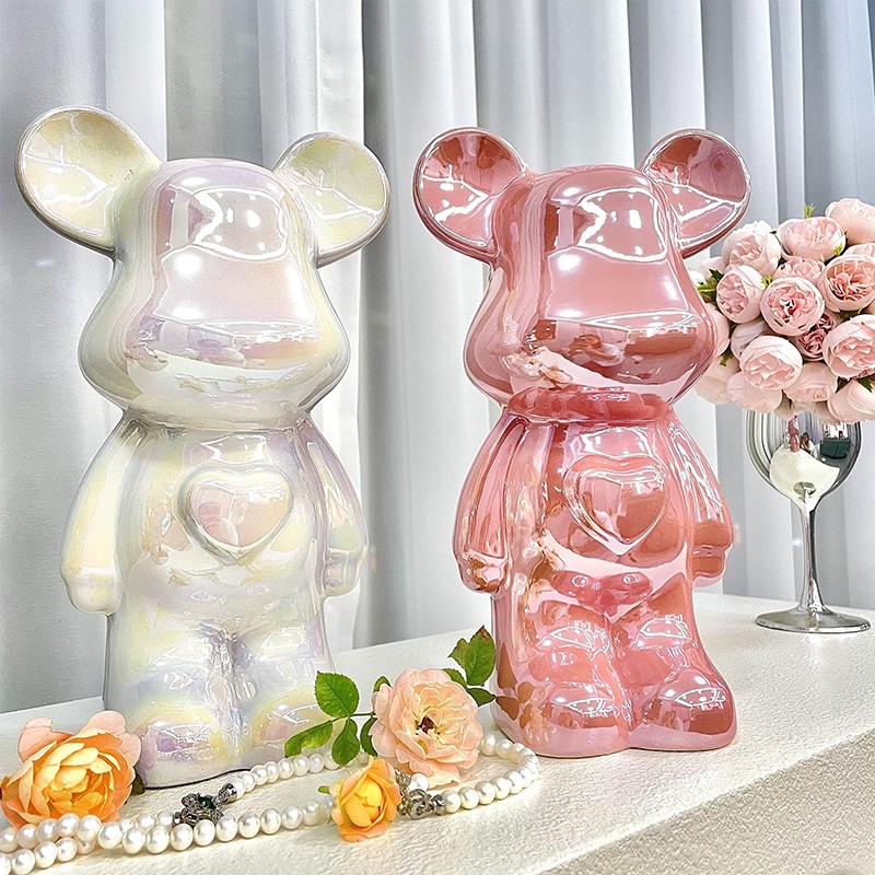 ส่งจากกรุงเทพ Home Decor Bear Amsin Box (18/28/35 ซม.) เซรามิคหมีตุ๊กตาตกแต่งบ้าน Playroom ตู้โชว์