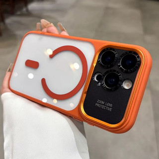 【Upgrade to 17/With AI button/Acrylic hard case/Orange】เคส compatible for iPhone 13 14 15 16 17 pro max case