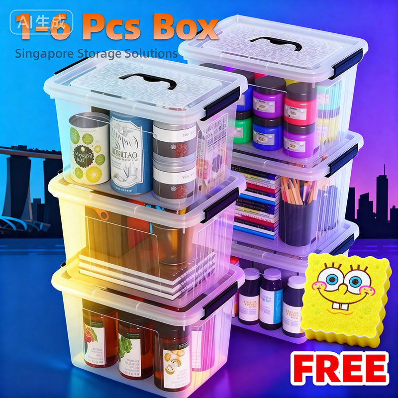 Uhouse กล่องเก็บของแบบใส 3/6 ชิ้น (ผ้าจานแฟชั่นฟรี), ที่จัดระเบียบอเนกประสงค์ 12 ลิตรสําหรับ