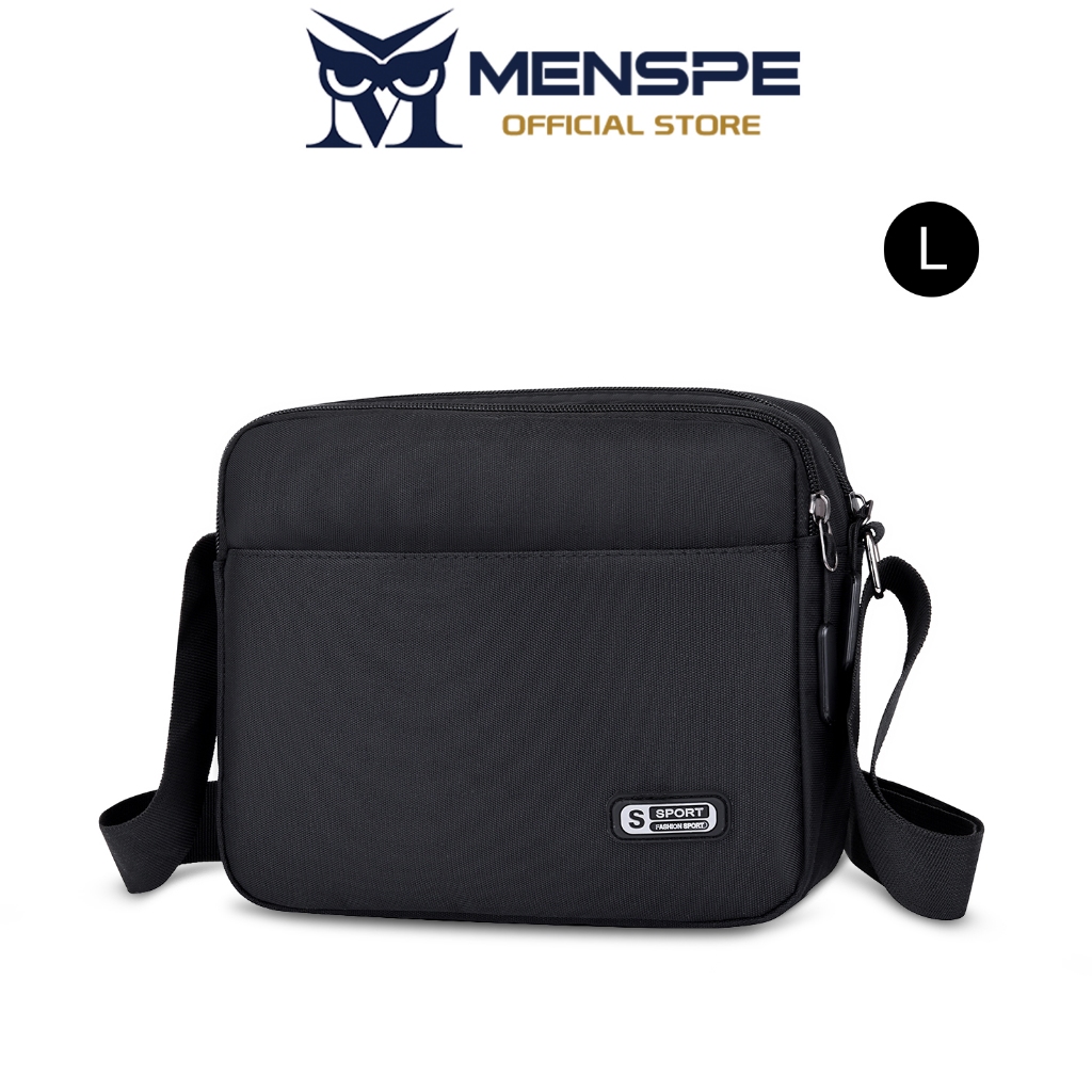 MENSPE กระเป๋าสะพายไหล่เดียวแฟชั่นสําหรับผู้ชายแนวนอนหลายกระเป๋าลําลองเรียบง่ายกระเป๋าสะพายข้างแบบพกพาความจุขนาดใหญ่