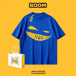 BOOM เสื้อยืดผู้ชาย แฟชั่นใหม่ เสื้อยืดแขนสั้น ผ้าฝ้าย 100% ทรงหลวม สตรีทฮิปฮอป นุ่มสบาย ระบายอากาศดี