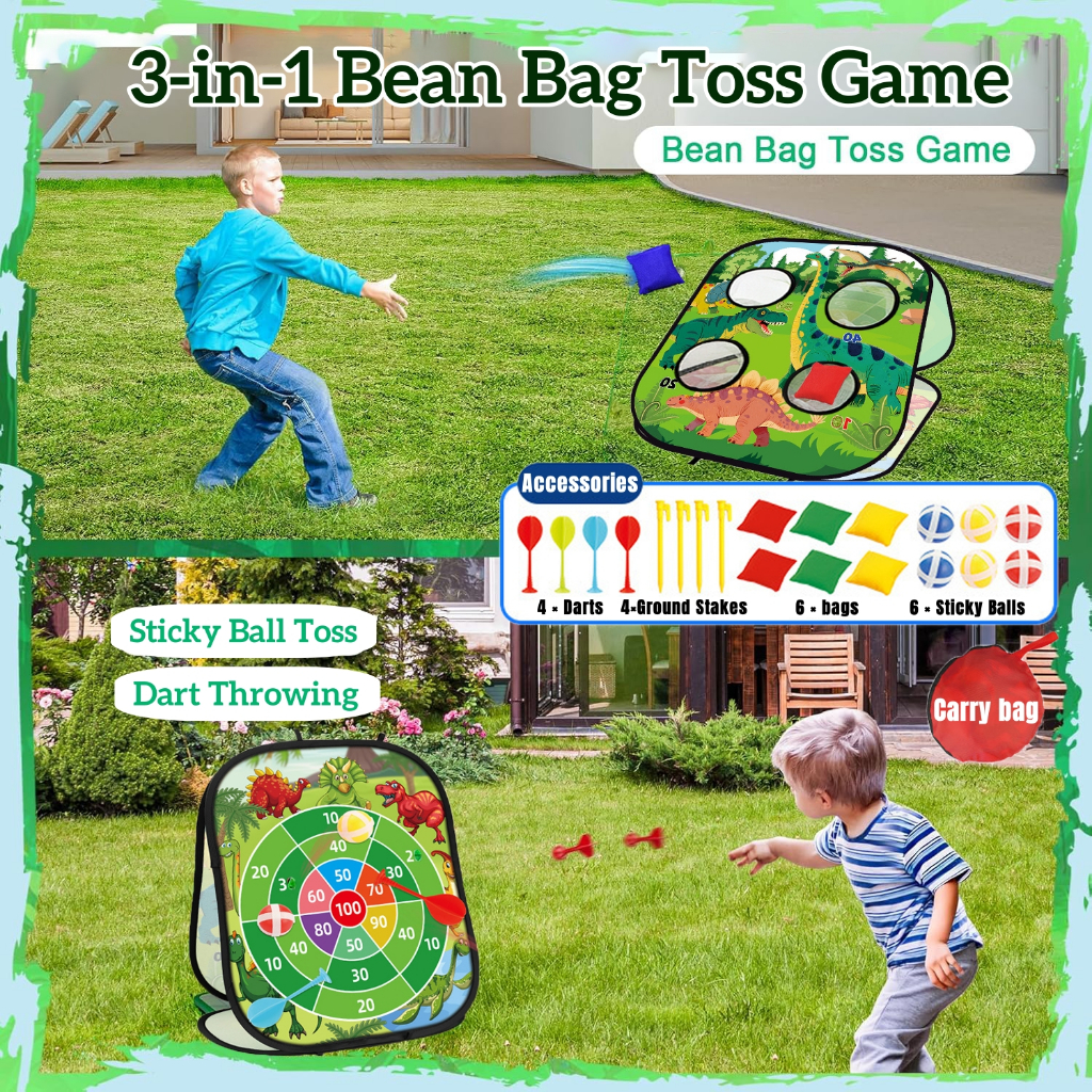เกมโยนถุงถั่ว 3-in-1 สำหรับเด็ก เกมโยนถุงถั่ว/ลูกบอลเหนียว/ลูกดอก เหมาะสำหรับเกมปาร์ตี้เด็กเล็กและเกมโยนกลางแจ้ง เป็นของขวัญวันเกิดหรือคริสต์มาสที่ยอดเยี่ยมสำหรับเด็กอายุ 3-8 ปี