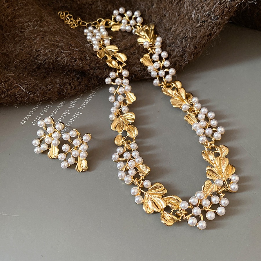 [จูวบิวตี้]สร้อยคอย้อนยุคสไตล์ราชสำนัก ออกแบบเป็นดอกไม้และใบไม้ สวมใส่เบาสบาย เหมาะสำหรับคนที่ชอบเครื่องประดับหรูหรา