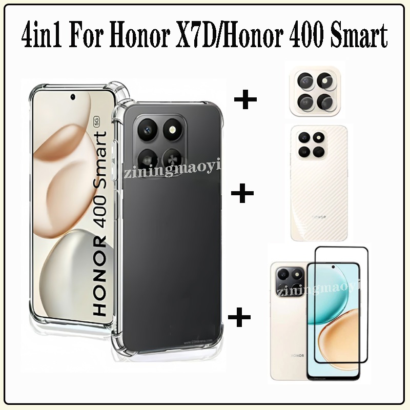 4in1 Honor X7D กันกระแทกนุ่มโปร่งใสเคสโทรศัพท์สําหรับ Honor X6C X7C X8C X6B X7B X8B X6A X8A ฟิล์มกระ