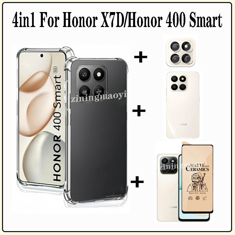 4in1 Honor X7D กันกระแทกนุ่มโปร่งใสเคสโทรศัพท์สําหรับ Honor X6C X7C X8C X6B X7B X8B X6A X8A เซรามิคฟ