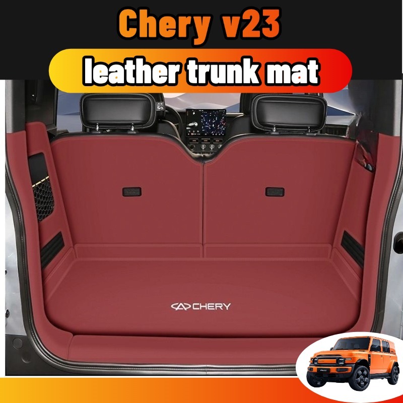 สําหรับ chery v23 พรม พรมหนังไฮโซเข้ารูป6D7D ถาดหลังรถ แผ่นรองกระโปรงหลังรถ ของแต่ง boot tray ป้องกันไม่ ให้ตัวรถสกปรกสี ดํา/เทา ของแต่ง