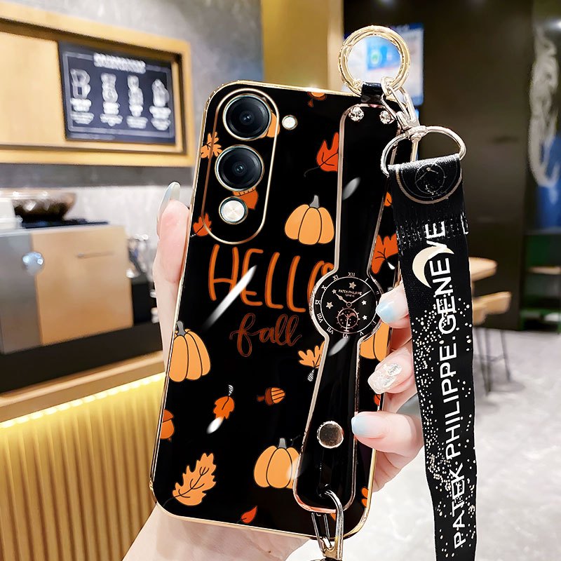YBDเคสโทรศัพท์สําหรับVivo Y19S Y29 T4X Y04 4G Y29S 5G Y19E Y76 Y76S 4Gเชือกยาวฟักทองฮาโลวีนสไตล์Soft