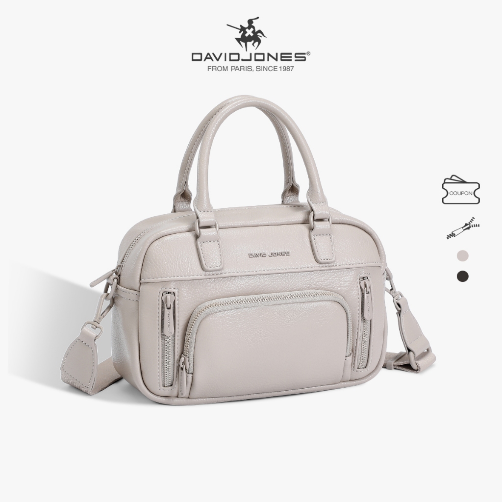 กระเป๋าข้ามตัวพวงแก้วบนจาก David Jones Paris Colette สำหรับฤดูใบไม้ร่วงและฤดูหนาว ปี 2025/2026 ทำจากหนังพีบเบิลด์ปิว สำหรับผู้หญิงไซส์ใหญ่