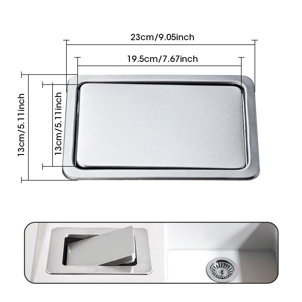 【จัดส่งในกรุงเทพฯ】 สแตนเลส Flap Flush แบบฝังสมดุลในตัว Swing Flap ฝาปิดถังขยะถังขยะห้องครัวเคาน์เตอร์ด้านบน ราคา ถูกที่สุด ดีลบีเคเค แกลเลอรีภาพที่ 8