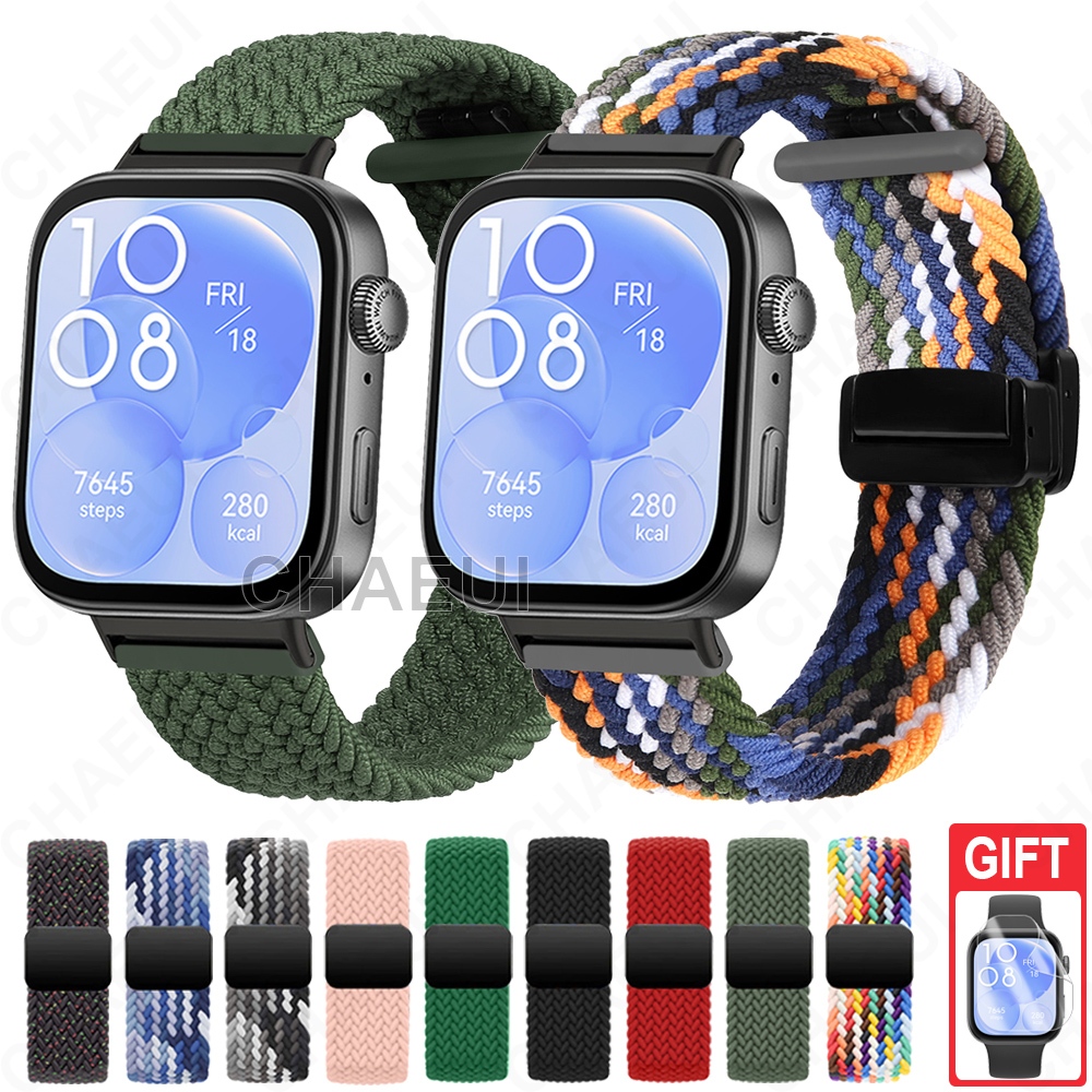 ทอสายรัดไนลอนหัวเข็มขัดแม่เหล็กสายนาฬิกาข้อมืออุปกรณ์เสริมสําหรับ Huawei Watch Fit 5 4 Pro 3 2 / Huawei Watch Fit Special Edition