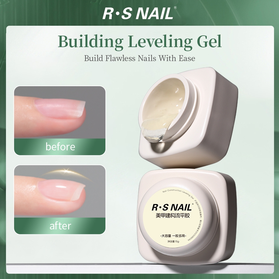 RS.NAIL Builder เล็บเจลความร้อนต่ํา, 4 in 1 Building Leveling Gel สําหรับ 3D Shaping / Strengthener Thickening Constructing แต่งเล็บ / ต่อเล็บ / ติดอัญมณี ติดทนนาน