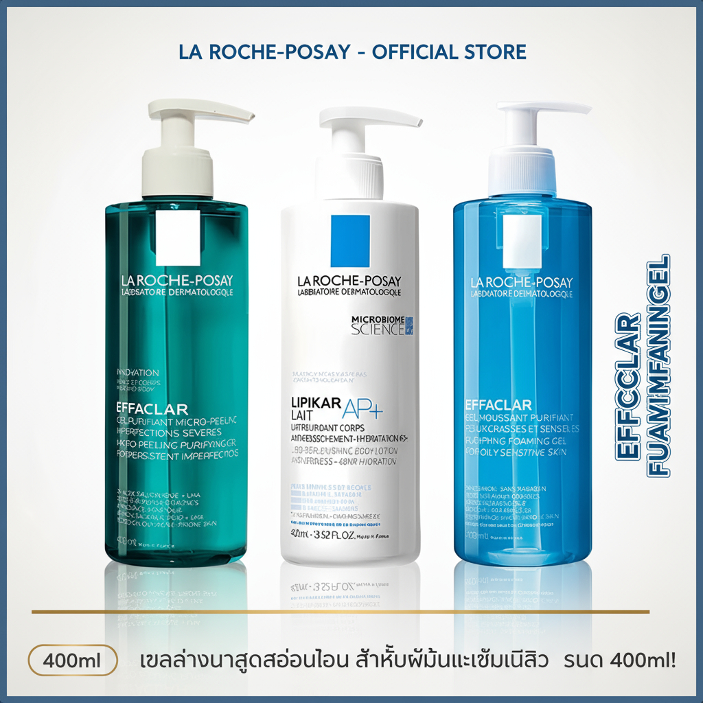 La Roche-Posay Effaclar Micro-Peeling Gel 400ml / EFFACLAR FOAMING GEL 400ml / LIPIKAR BAUME LIGHT AP+