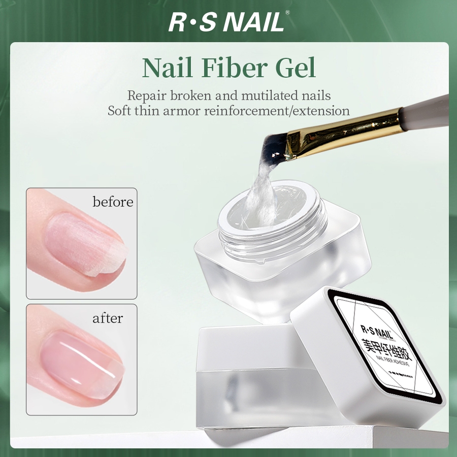 RS.NAIL เจลซ่อมเสริมเส้นใยสร้างเล็บใส เสริมความแข็งแรง ซ่อมแซมเล็บแตก Builder Base Gel