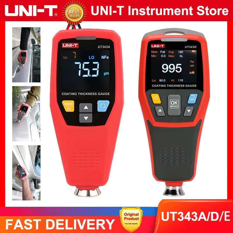 เครื่องมือวัดความหนาผิวเคลือบ UNI-T UT343A UT343D ดิจิตอล สำหรับวัดความหนาสีเคลือบรถยนต์ Coating Thi