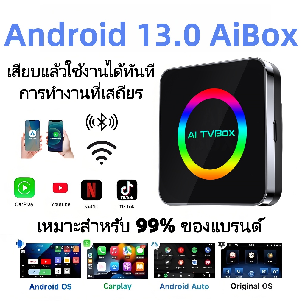 CarPlay AI Box Carplay Car android 13.0  Wired to Wireless CarPlay Adapter Android Auto & Apple CarP