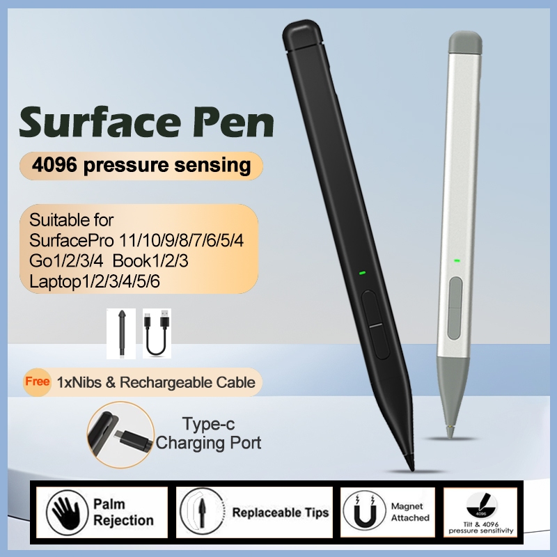 พื้นผิวปากกาบางสําหรับ Miscrosoft suface pro8/9/X/10/11 4096 ความดันปาล์ม repulsion แม่เหล็กชาร์จปาก