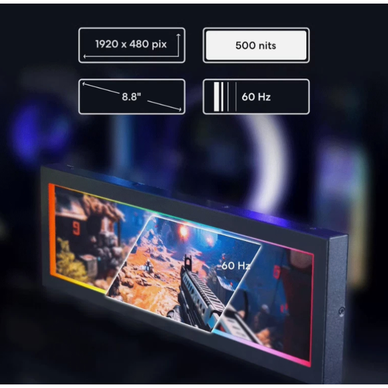 Lian Li 8.8 หน้าจอสากลแบบปรับได้จอแสดงผลอุณหภูมิแสง ARGB