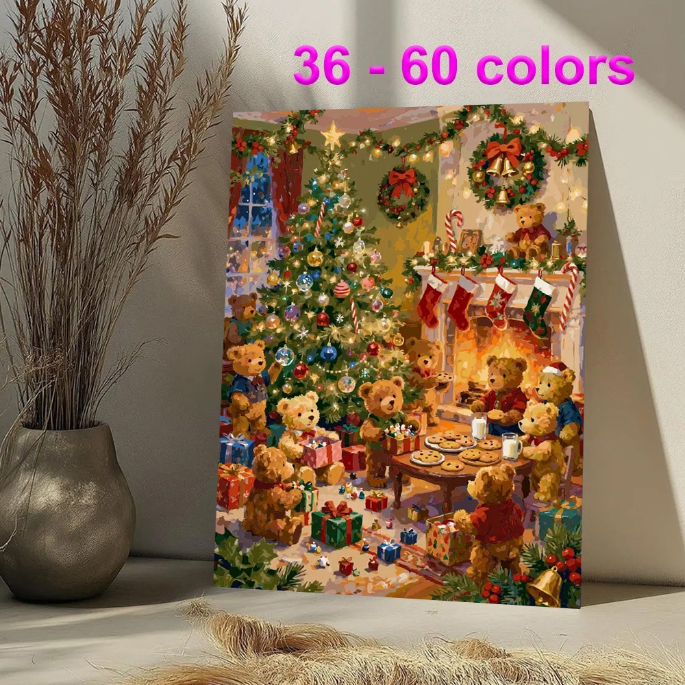 【40*50 ซม.】Drofe, ระบายสีตามตัวเลข, ลูกบอลคริสต์มาสหมี, ภาพวาดสีน้ํามันดิจิทัล, ภาพระบายสี, ภาพวาด DIY, ภาพวาดผ้าใบ, ภาพวาดสีน้ํามัน, ภาพระบายสีตามตัวเลข, การตกแต่ง