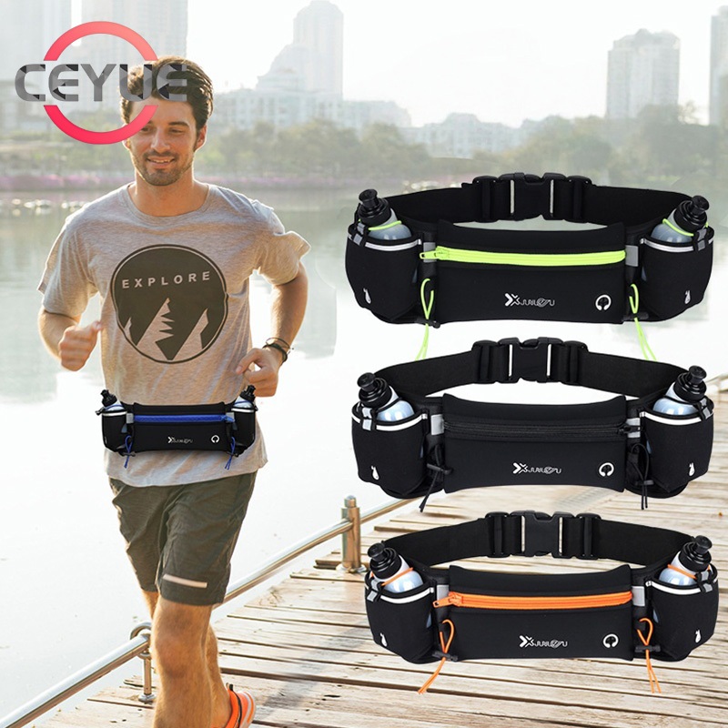 กระเป๋าคาดเอว multifunctional กิจกรรมกลางแจ้ง สำหรับใส่ขวดน้ำและโทรศัพท์มือถือ ออกแบบมาเพื่อการวิ่ง marathon
