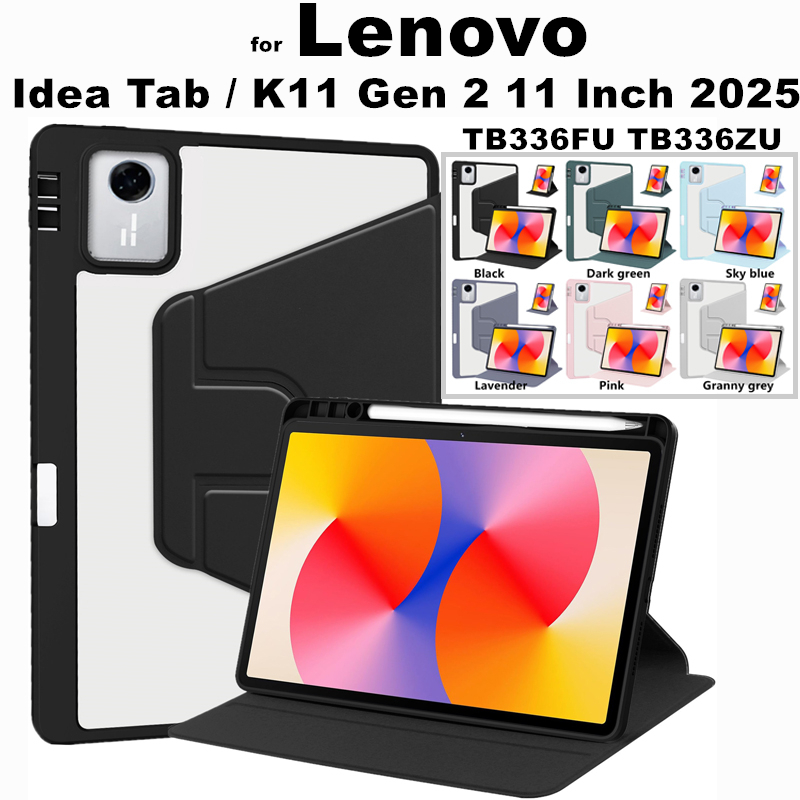 for Lenovo Idea Tab 11 Inch 2025 TB336FU/ZU 360 Rotation Smart Magnetic Case With Pen Slot Holder Pr