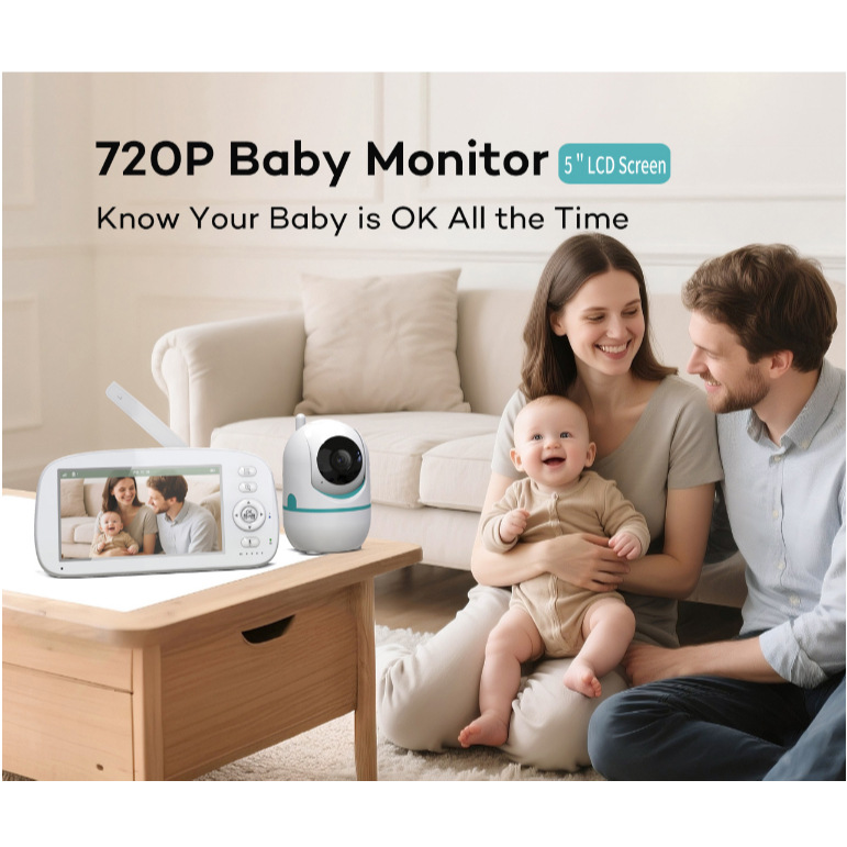 จอภาพเมนบอร์ดขนาด 5 นิ้ว: 5 นิ้ว 720P,720P Baby Monitor b"ucosareenKnow Your Baby คือ OK ตลอดเวลา,ปก