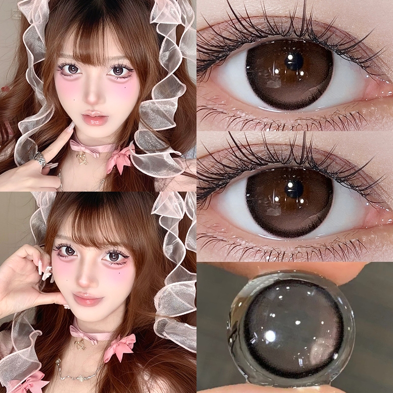 KSSEYE คอนแทคเลนส์ 2 ชิ้นพร้อมพาวเวอร์สําหรับตาสีชมพูความงามตุ๊กตาตา 14.5 มม.รายปีใช้คอนแทคเลนส์