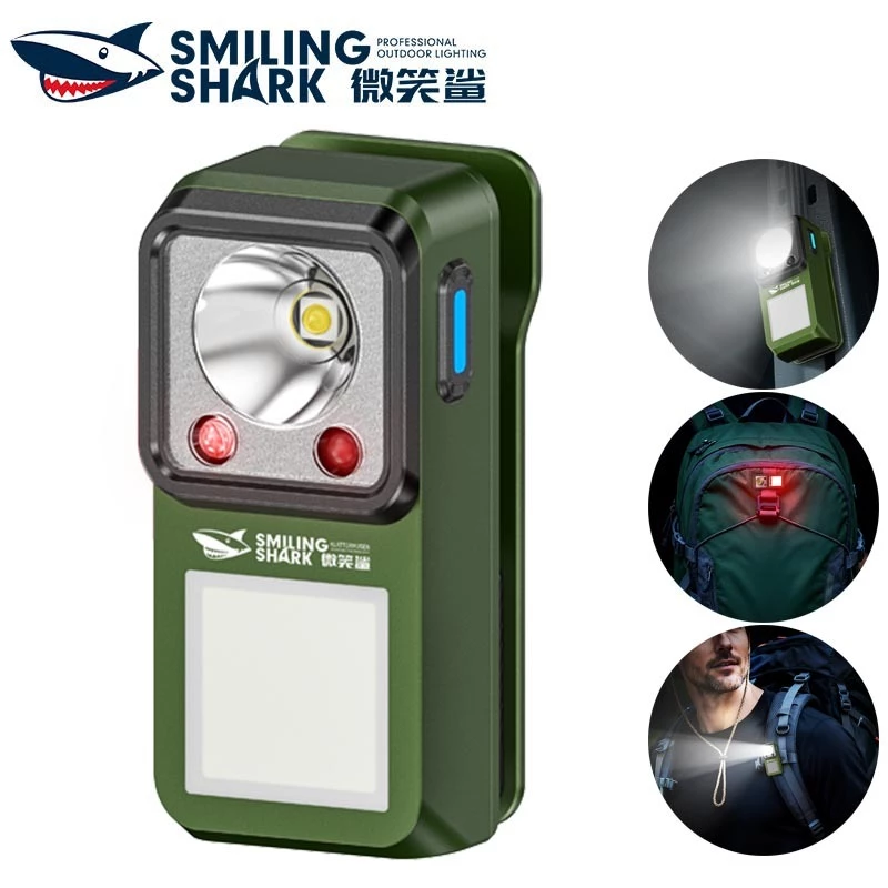 SmilingShark TIP7070 ไฟฉาย led มินิ แม่เหล็ก คบเพลิง LED+COB ซุปเปอร์ไบรท์ เซนเซอร์ โคมไฟทำงาน 6โหมด แสงสีขาว/สีแดง Type-C ชาร์จใหม่ได้ พร้อมคลิป กันน้ำสำหรับเดินป่าตั้งแคมป์