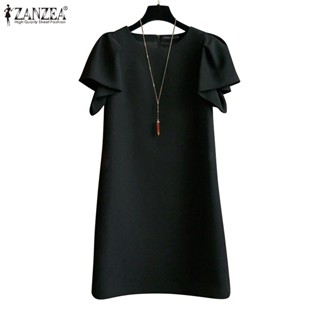 Zanzea ชุดเดรส คอกลม แขนพัฟ ทรงหลวม สไตล์เกาหลี สําหรับผู้หญ…