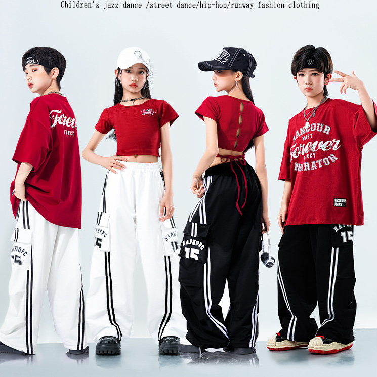 15-75KG ชุดเต้นเด็ก ชุดเต้นแจ๊ส เด็กผู้หญิง เสื้อ ชุด cover dance เด็กผู้ชาย ชุดฮิปฮอป กางเกง ชุดเต้