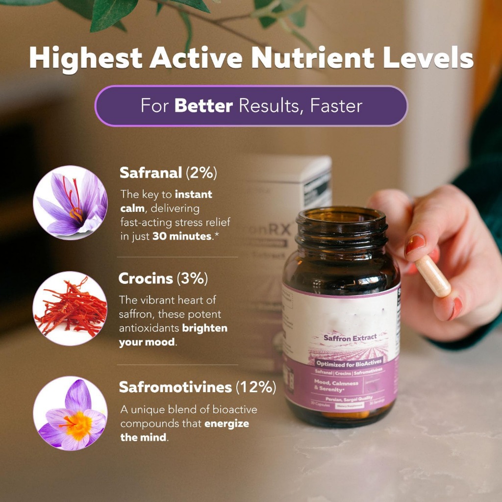 Saffron RX Mood Elixir30-min Calm & Mental Clarity หญ้าฝรั่นเปอร์เซียบริสุทธิ์, Bio-Active Boost!