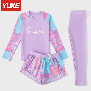 YUKE ชุดว่ายน้ำเด็ก เซ็ท3ชิ้น ระบายอากาศได้ดี แห้งไว ผ้านิ่มใส่สบาย