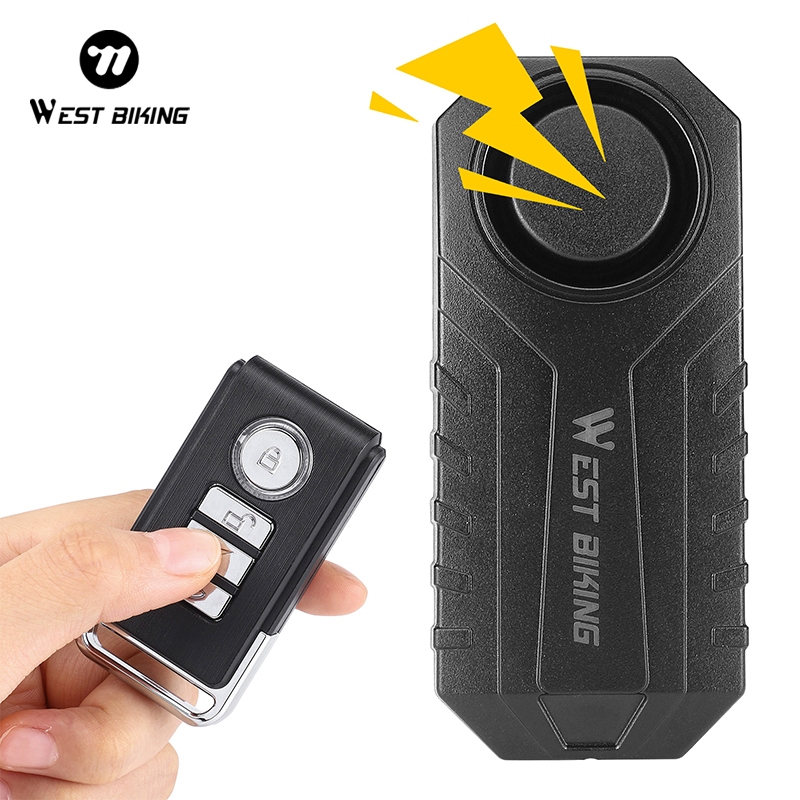 WEST BIKING สัญญาณเตือนจักรยานไร้สายอุปกรณ์กันขโมยจักรยานไฟฟ้ารีโมทคอนโทรล Motion Sensing Alarm การสั่นสะเทือน