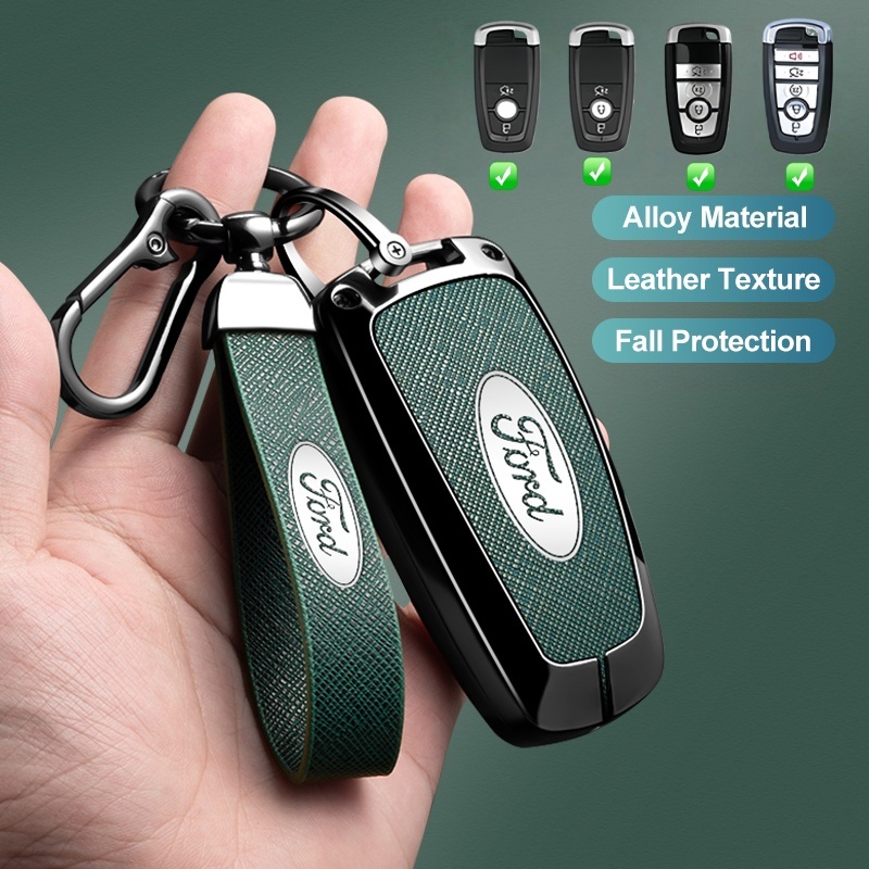 [คลังสินค้าพร้อม]หนังโลหะผสมกุญแจรถสําหรับFord Mondeo Explorer Edge S-MAX Ranger Expedition F250 F150 F-350 F-450 Fusionป้องกันคุณภาพสูงสีเขียว/สีดําภายในรถAc